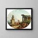 Landschaft mit Waschfrauen an einem Brunnen - Hubert Robert — gerahmtes Bild an der Wand