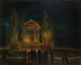 Das provisorische Mausoleum von Jean-Jacques Rousseau auf dem Tuileries-Teich vor der Übersiedlung seiner Asche in den Panthéon, Nacht vom 10. auf den 11. Oktober 1794 - Hubert Robert — Ansicht des Kunstwerks
