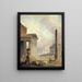 Römische Ruinen im Forum mit Kolosseum und Obelisk - Hubert Robert — gerahmtes Bild an der Wand