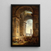 Ruinen mit einem Obelisken in der Ferne - Hubert Robert — gerahmtes Bild an der Wand