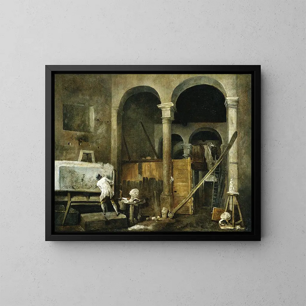 L'Atelier de l'artiste - Hubert Robert — gerahmtes Bild an der Wand