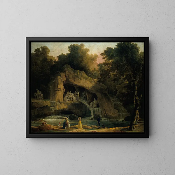 Die Bäder des Apoll in Versailles - Hubert Robert — gerahmtes Bild an der Wand