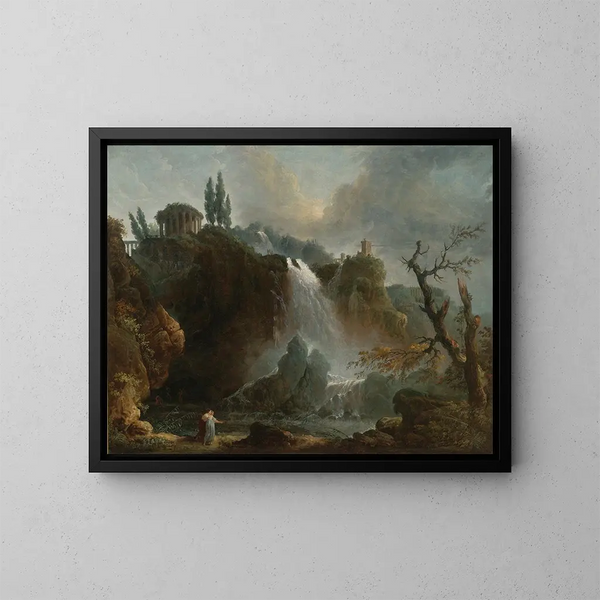 Die Wasserfälle von Tivoli - Hubert Robert — gerahmtes Bild an der Wand