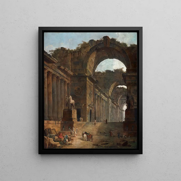 Die Fontänen - Hubert Robert — gerahmtes Bild an der Wand