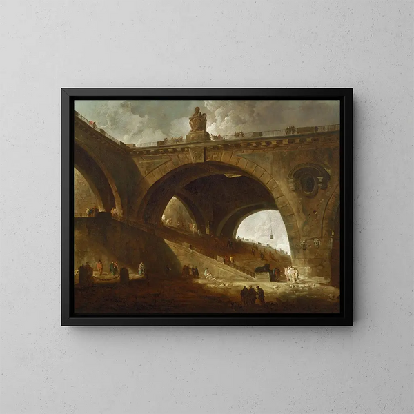Le Vieux Pont - Hubert Robert — gerahmtes Bild an der Wand