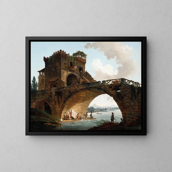 Der Salario-Brücke - Hubert Robert — gerahmtes Bild an der Wand