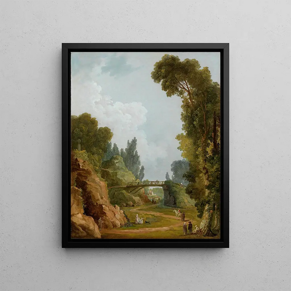 Le Pont Rustique Château de Méréville Frankreich - Hubert Robert — gerahmtes Bild an der Wand