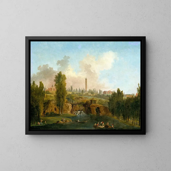 Ansicht des Parks von Mrville - Hubert Robert — gerahmtes Bild an der Wand