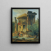 Lavandières am Flussufer vor einem kreisförmigen Tempel in Ruinen - Hubert Robert — gerahmtes Bild an der Wand