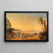 Neapel, eine lebendige Szene auf der Promenade bei Sonnenuntergang mit dem Vesuv im Hintergrund - Hubert Sattler — gerahmtes Bild an der Wand