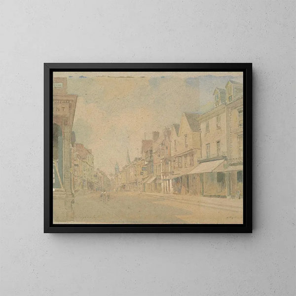 Straßenszene in England - Hugh Bellingham-Smith — gerahmtes Bild an der Wand