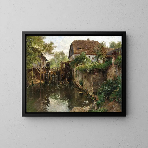 Ein Mühle in der Nähe eines Bachs - Hugo Darnaut — gerahmtes Bild an der Wand