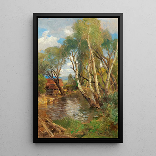 Hugo Darnaut - Birches by a mountain creek.webp