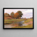 Flusslandschaft mit kleinem Rinderherde und einem Dorf im Hintergrund - Hugo Darnaut — gerahmtes Bild an der Wand
