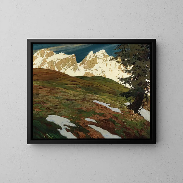 Frühling in den Bergen - Hugo Hodiener — gerahmtes Bild an der Wand