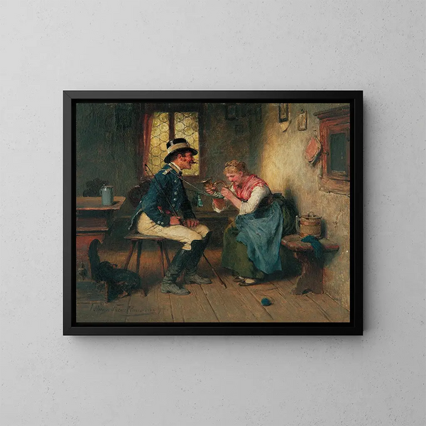 Modell mit Spucke - Hugo Kauffmann — gerahmtes Bild an der Wand
