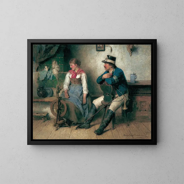Vorsichtige Annäherung - Hugo Kauffmann — gerahmtes Bild an der Wand