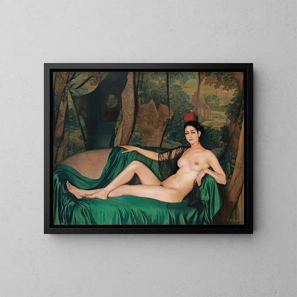 Madame Souty allongée sur un sofa - Ignacio Zuloaga — gerahmtes Bild an der Wand