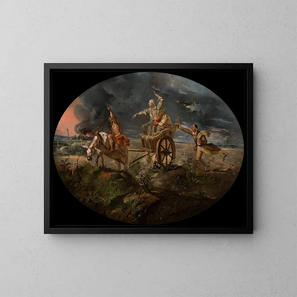 Szenenbild: Armut und Elend kommen zu uns - Ignacy Gierdziejewski — gerahmtes Bild an der Wand