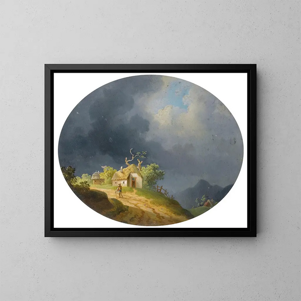 Landschaft bei Gewitter - Ignaz Raffalt — gerahmtes Bild an der Wand