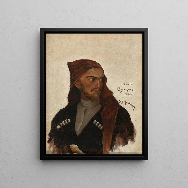 Portrait eines kabardischen Fürsten - Ilya Efimovich Repin — gerahmtes Bild an der Wand