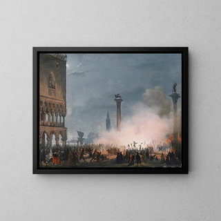 Ippolito Caffi - Venedi Piazzetta bei Nacht.webp