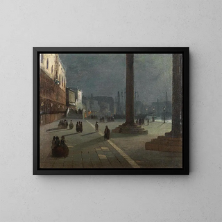Ippolito Caffi - Venice a View of the Molo di San Marco with the Riva degli Schiavoni in the Moonlight.webp