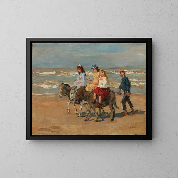 Eine Eselritt am Strand von Scheveningen - Isaac Israëls — gerahmtes Bild an der Wand