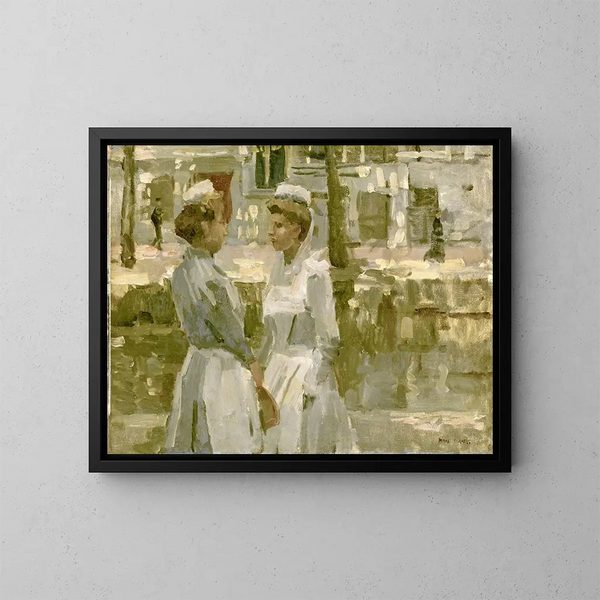 Frauen im Dienst am Leidsegracht - Isaac Israëls — gerahmtes Bild an der Wand