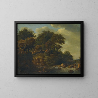 Landschaft mit Wasserfall - Isaac Koene — gerahmtes Bild an der Wand