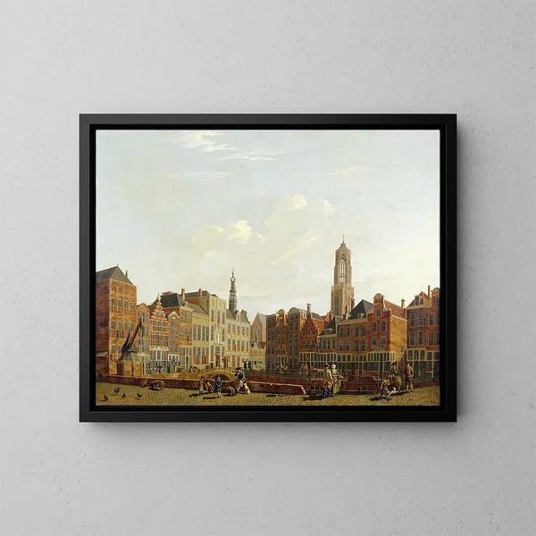 Pont de l'Hôtel de Ville d'Utrecht avec ses environs - Isaac Ouwater — gerahmtes Bild an der Wand
