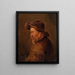 Ein Mann mit Hut und abgenutzter Kleidung - Isaac van Ostade — gerahmtes Bild an der Wand