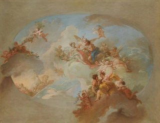 Italian School - A Bozetto With Flora And Zephyr Mars And Venus And The Signs Of The Zodiac.webp
