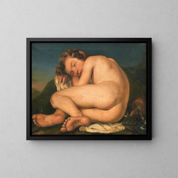 Cupidon endormi - Italienische Schule — gerahmtes Bild an der Wand