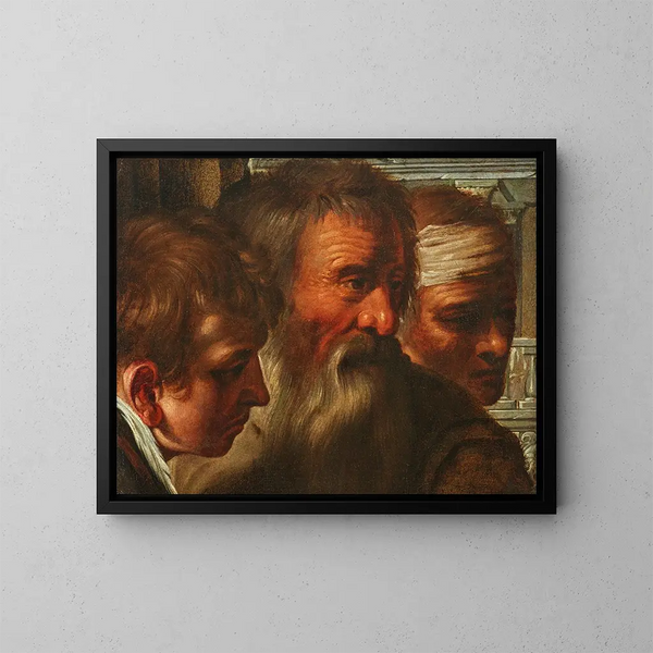 Studie von drei Köpfen - Italienische Schule — gerahmtes Bild an der Wand