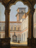 Ansicht des Klosters von San Lorenzo in Neapel - Italienische Schule — Ansicht des Kunstwerks