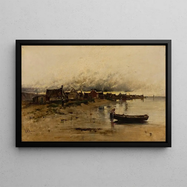 J H Anderson - Seashore with Cottages.webp