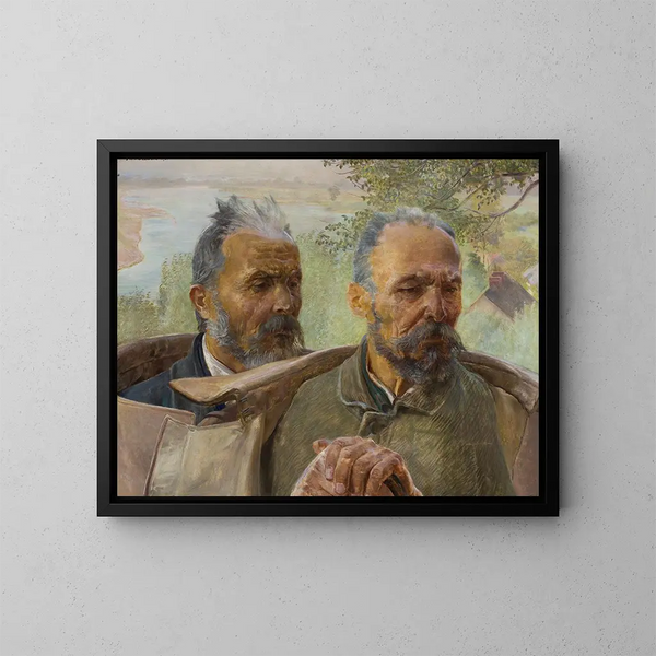 Zwei Köpfe alter Männer - Jacek Malczewski — gerahmtes Bild an der Wand