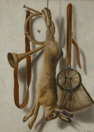Jacob Biltius - Trompe lil of a hare hunting horn and hunting satchel.webp