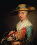 Eine junge Frau mit Strohhut, die eine Henne und einen Eierkorb hält - Jacob Gerritsz. Cuyp — Ansicht des Kunstwerks