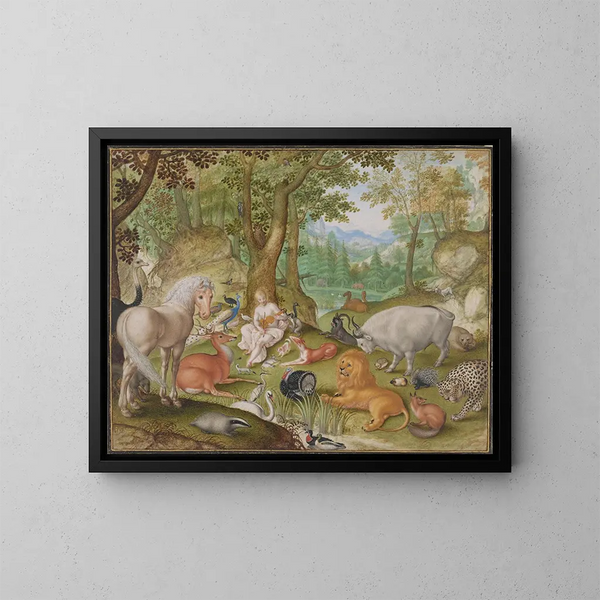Orphée, der die Tiere bezaubert - Jacob Hoefnagel — gerahmtes Bild an der Wand