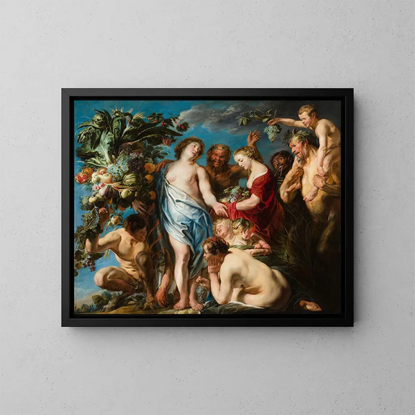 Eine Allegorie der Fruchtbarkeit - Jacob Jordaens — gerahmtes Bild an der Wand