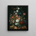Naturstillleben mit Blumen in einer Vase auf einer Steinkante mit einem Maiskolben und einer Schnecke - Jacob Rootius — gerahmtes Bild an der Wand