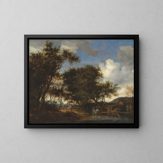 Jacob Salomonsz van Ruysdael - Landscape with Travellers Watering their Horses.webp