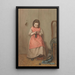 Innenraum-Gemälde mit einem Mädchen, das strickt - Jacob Taanman — gerahmtes Bild an der Wand