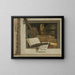 Naturstillleben mit Büchern, Partituren, einer Violine, einem Himmelsglobus und einer Eule - Jacob van Campen — gerahmtes Bild an der Wand
