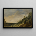 Landschaft mit Bergblick auf einen Fluss und das Meer - Jacob van Geel — gerahmtes Bild an der Wand