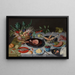 Naturstillleben mit Fleisch, Fisch, Gemüse und Obst - Jacob van Hulsdonck — gerahmtes Bild an der Wand