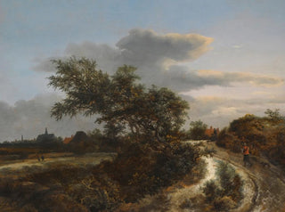 Jacob van Ruisdael - A Dune Landscape With A Farmer On A Sandy Road And A Distant View Of Haarlem.webp