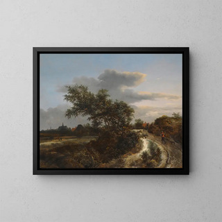 Jacob van Ruisdael - A Dune Landscape With A Farmer On A Sandy Road And A Distant View Of Haarlem.webp